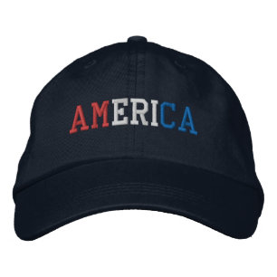 AMERICA Rot Weiß und Blau bestickt auf Marine Bestickte Baseballkappe