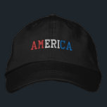 AMERICA Rot Weiß und Blau Patriotischer Stil Bestickte Baseballkappe<br><div class="desc">AMERICA Patriotic Flag Farben Rot Weiß und Blau bestickt auf klassische schwarze Baumwollhut. Außerdem ist die Möglichkeit verfügbar,  die gewünschte Farbe auf der Hauptseite auszuwählen.</div>