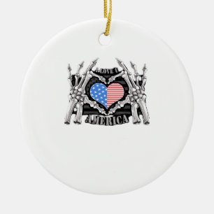 America Skeleton Hands Keramik Ornament