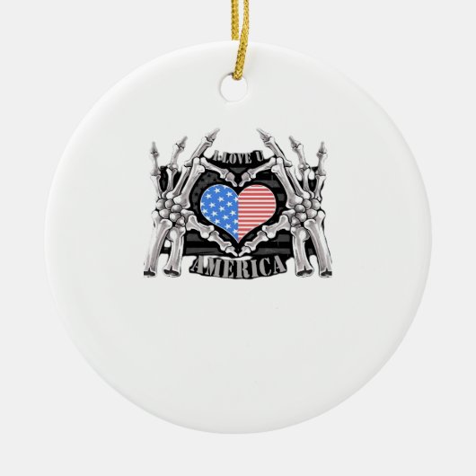 America Skeleton Hands Keramik Ornament (Vorne)