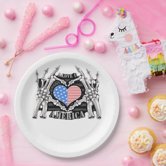 America Skeleton Hands Pappteller (Party)