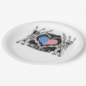 America Skeleton Hands Pappteller (Schrägansicht)