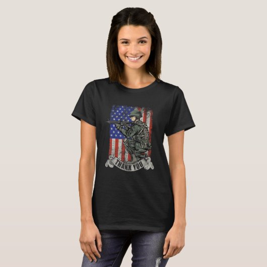 America Soldier Thank You Patriotic Veterans Day T-Shirt (Vorne ganz)