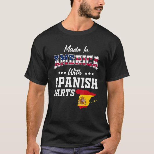 America Spanish Parts Spain Map USA Flag Herkunft T-Shirt (Vorderseite)
