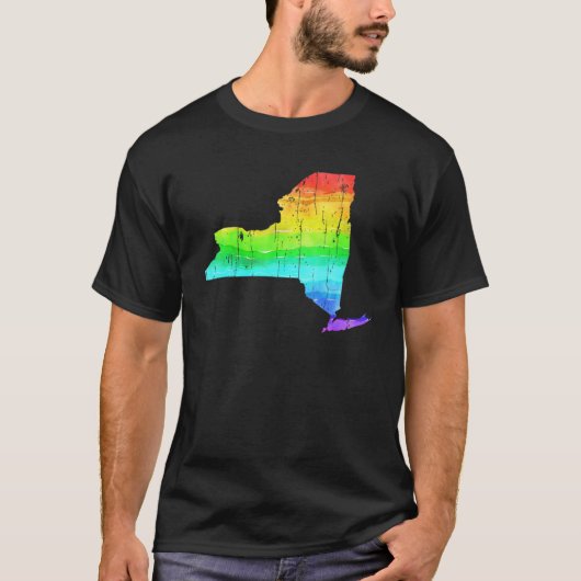 America Staat of New York Rainbow Gay Lgbt Pride T-Shirt (Vorderseite)
