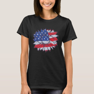 America Sunflower Flag 4. Juli American Patriotic T-Shirt