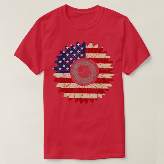 America Sunflower US Flag T-Shirt (Design vorne)