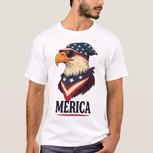 America Sunglass Eagle - Funny 4. Juli Grafik T-Shirt (Vorderseite)