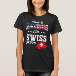 America Swiss Parts Schweiz Karte USA Flaggenroots T-Shirt