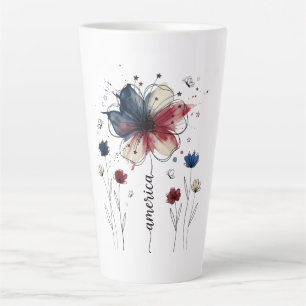 🌸America the Beautiful Patriotischer Blumen-Latte Milchtasse