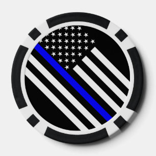 America Thin Blue Line Symbol Pokerchips