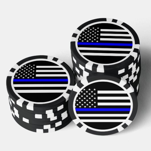 America Thin Blue Line Symbol Pokerchips (Stapel)
