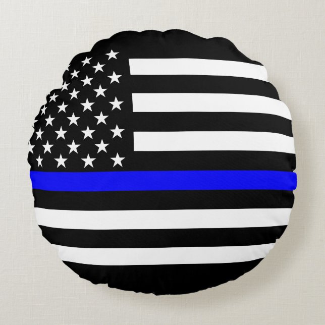 America Thin Blue Line Symbol Rundes Kissen (Vorderseite)
