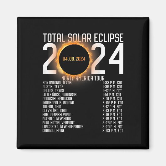 America Tour 2024 Totality On Back Solar Eclipse Magnet (Vorne)
