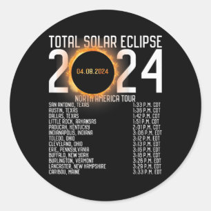 America Tour 2024 Totality On Back Solar Eclipse Runder Aufkleber