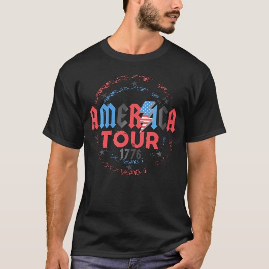 America Tour 4th July Patriotic America Flag Wo T-Shirt (Vorderseite)