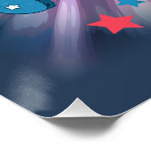 America Vibe - Groovy Retro Patriotic 4. Juli Poster (Ecke)