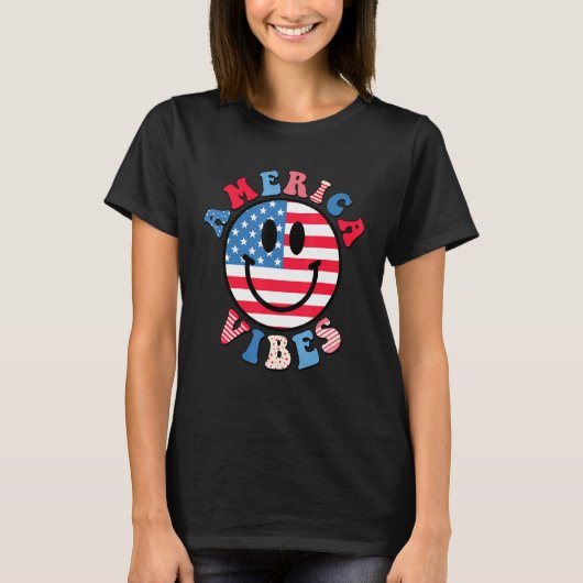 America Vibes Cute Smile Face USA American Flag 4t T-Shirt (Vorderseite)