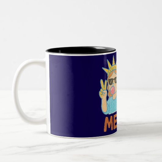America vibes, Funny Cartonne Two-Tone Coffee Zweifarbige Tasse (Links)