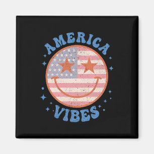 America Vibes Happy Face Smile American Flag 4. O Magnet