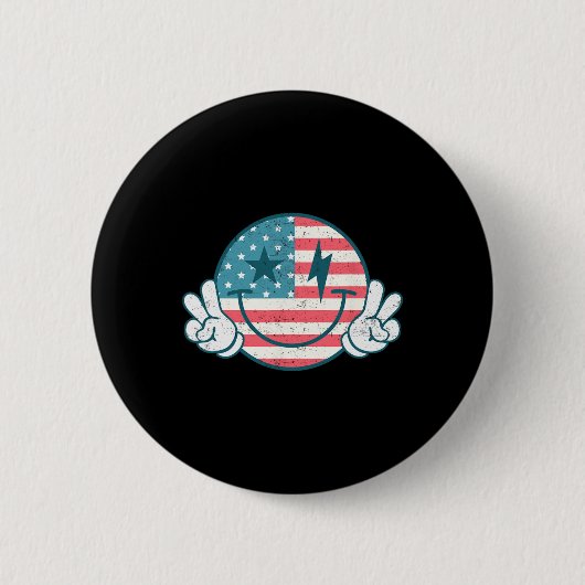 America Vibes Smile Face American Flag 4. Juli Button (Vorderseite)