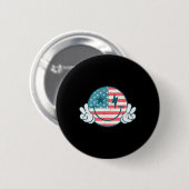 America Vibes Smile Face American Flag 4. Juli Button (Vorne & Hinten)