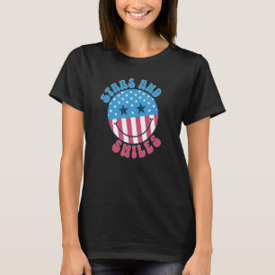 America Vibes Smile Face US Flag Retro Groovy 4. T-Shirt