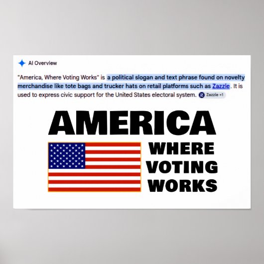 America, Where Voting Works Poster (Vorne)