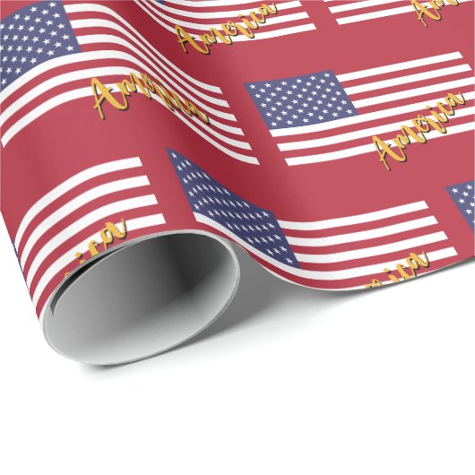 America Wrapping Paper, USA, American Flag Patriot Geschenkpapier (Rolleneckpunkt)