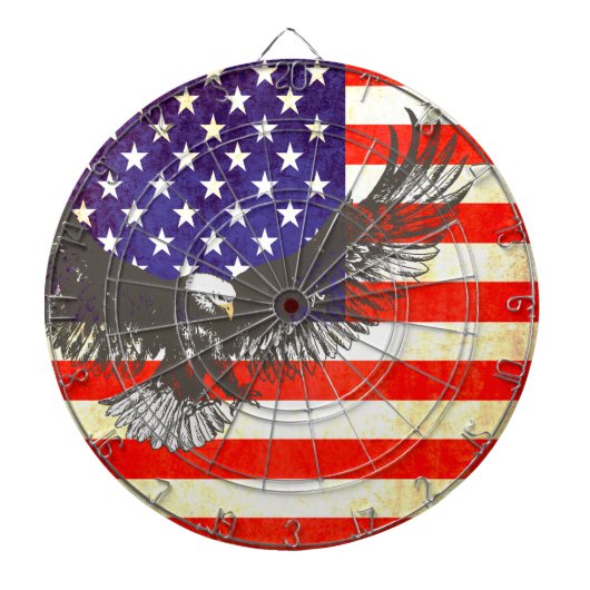 American Adler & US Fahne Antiquitätenkarton Dartscheibe (vorne)