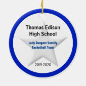 American African Basketball Player White & Blue Keramik Ornament (Hinten)