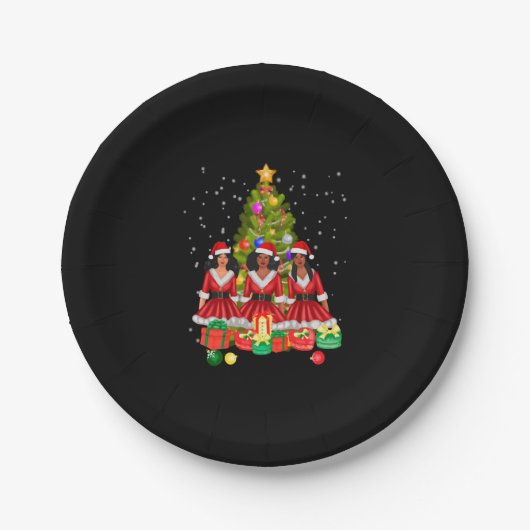 American African Christmas Santa Claus Black Girls Pappteller (Vorderseite)