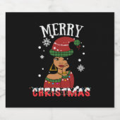 American African Christmas Santa Claus Black Girls Schaumweinetikett (Einzelnes Label)