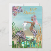 American African Mermaid Baby Shower Einladung (Vorderseite)