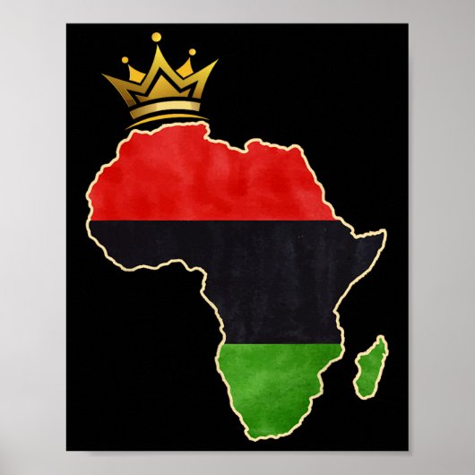 American African Queen Pan Afro Map Flag Black Poster (Vorne)