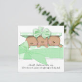 American African Triplet Baby Shower Einladung (Stehend Vorderseite)