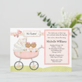 American African Twins Baby Shower Einladung (Stehend Vorderseite)