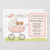 American African Twins Baby Shower Einladung (Vorne/Hinten)