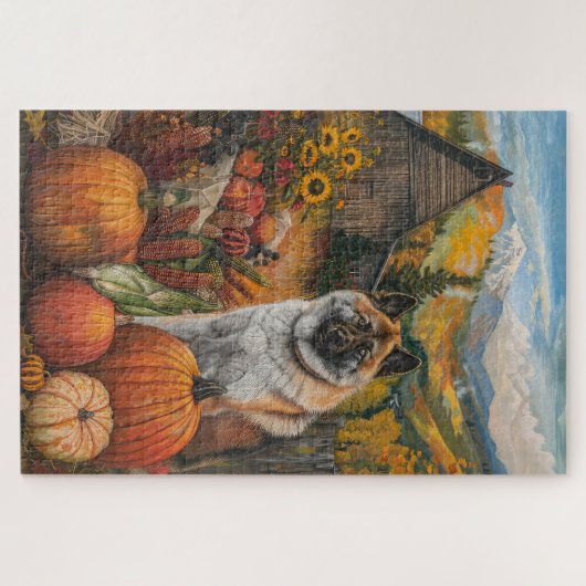 American Akita Autumn Harvest Erntedank Puzzle (Horizontal)