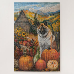 American Akita Autumn Harvest Erntedank Puzzle