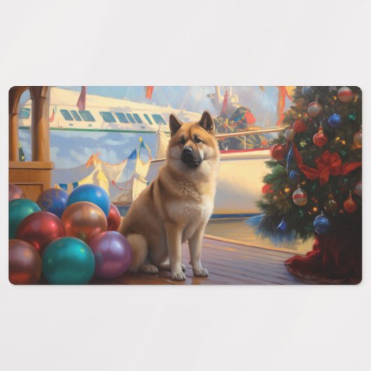 American Akita Christmas Cruise: Pawsome Holiday Etiketten (Design 2)