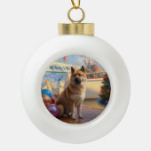 American Akita Christmas Cruise: Pawsome Holiday Keramik Kugel-Ornament (Vorderseite)