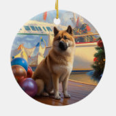 American Akita Christmas Cruise: Pawsome Holiday Keramik Ornament (Hinten)