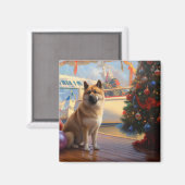 American Akita Christmas Cruise: Pawsome Holiday Magnet (Vorderseite/Rückseite)