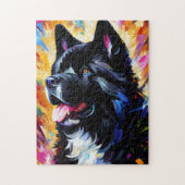 American Akita Dog Akrylic Art Print | Bunt Puzzle (Vertikal)