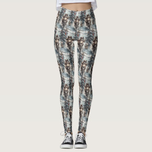 American Akita Dog Riding Motorrad Weihnachten Leggings