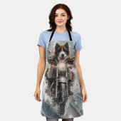 American Akita Dog Riding Motorrad Weihnachten Schürze (Getragen)