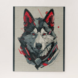 American Akita Hund futuristische Elemente Portrai Puzzle