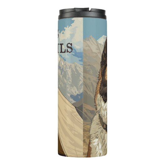 American Akita Schwanzes on Trails Camping Persona Thermosbecher (Rückseite)