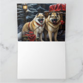 American Akita Snowy Sleigh Ride Weihnachtsdekor Karte (Innenseite)